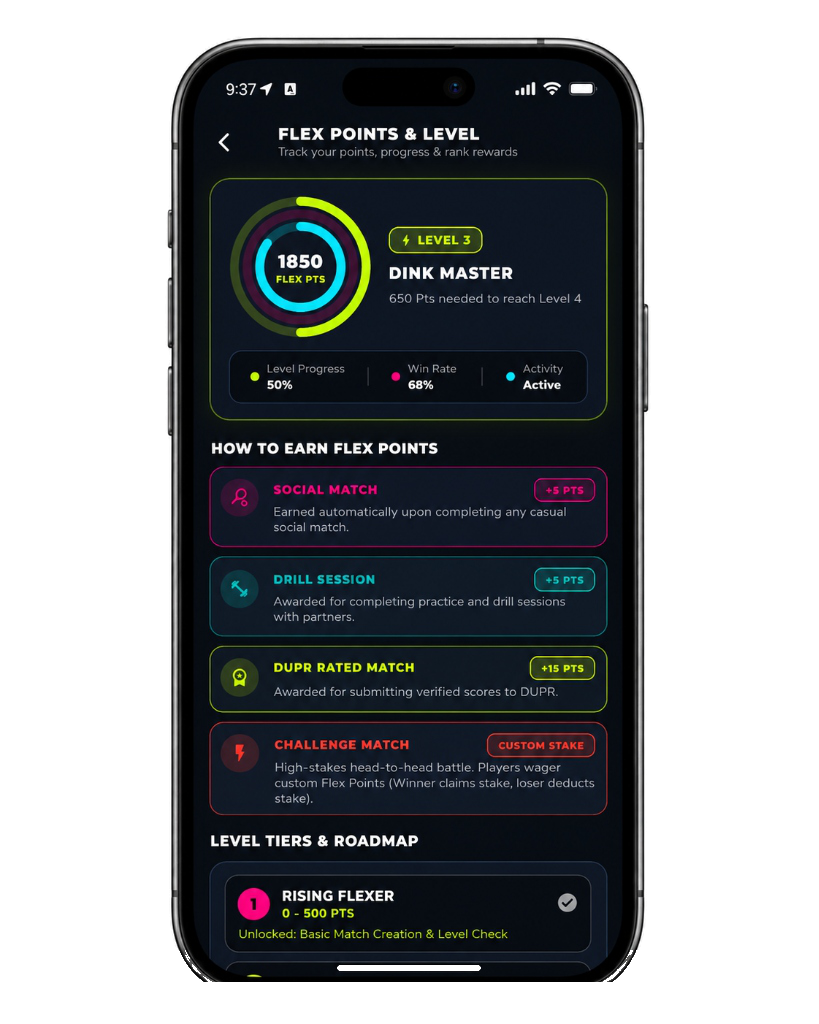 Flex Points & Level Screen